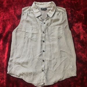 Black & white polka dot button up blouse